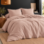 Parure de lit 240 x 220 cm + 2 taies 60 x 60 cm double gaze de coton GAÏA Guimauve