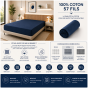 Drap Housse 160 x 200 cm Bleu nuit – 100% Coton 57 Fils/cm²- Bonnet 30 cm