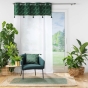 Voilage à œillets Palmina Vert 140 x 240 cm – Voile sablé et haut velours feuillage
