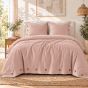 Housse de couette 240 x 220 cm + 2 taies 65 x 65 cm 100% percale de coton 120 fils PERRINE – Blush