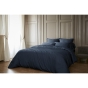 Pack Housse de couette 240 x 220 cm bambou de satin 120 fils Salomé + Drap housse 140 x 190 cm Bleu nuit