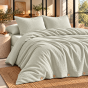 Parure de lit 260 x 240 cm + drap housse 160 x 200 cm + 2 taies 60 x 60 cm gaze de coton Vert d’eau