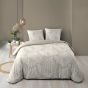 Housse de couette 260 x 240 cm coton 57 fils imprimé feuillage AMANDA Naturel + 2 taies