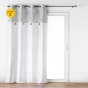 Lot de 2 rideaux a oeillets 140 x 240 cm poly-coton + pompons Flavie Gris