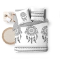 Pack housse de couette 260 x 240 cm "Indian Dream" + drap-housse 160 x 200 cm gris