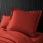 Taie d’oreiller 63 x 63 cm en percale Tomette – Volant plat & point bourdon