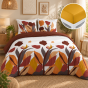 Parure de lit 240 x 220 cm 100% coton 57 fils PALOMA + drap housse 140 x 190 cm Curry