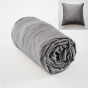 Ensembe drap housse 160 x 200 cm + 2 taies 60 x 60 cm en bambou de satin Salomé Anthracite