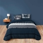 Ensemble de Lit States : Housse de Couette 240 x 220 cm avec Drap-Housse Bleu 140x190 cm - Esprit USA