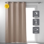 Lot de 2 Rideaux a oeillets 135 x 260 cm 100% occultant thermique uni occultissime Noisette