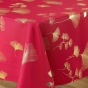 Nappe rectangle 150 x 300 cm polyester imprimé metallisé Bloomy rouge
