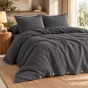 Parure de lit 240 x 220 cm + 2 taies 50 x 70 cm double gaze de coton GAÏA Granit