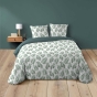Parure de Lit 240 x 220 cm AQUALIS – Coton 42 Fils Imprimé Feuillage + 2 Taies