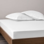 Drap-housse 140 x 190 cm Percale de Coton Peigné Blanc – 80 fils/cm² – Bonnet 35 cm