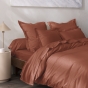 Drap-housse 140 x 190 cm Percale de Coton Peigné Terracotta – 80 fils/cm² – Bonnet 35 cm
