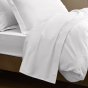 Drap-housse 160 x 200 cm — Satin de coton 120 fils/cm² — Blanc — Bonnet 30 cm