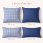Pack linge de lit Gabrielle marine 220 x 240 cm – Housse de couette + Drap housse 140 x 190 cm + 4 taies – 100% coton 57 fils