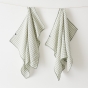 Lot de 2 essuie-mains 50 x 70 cm - Double gaze de coton - VICKIE - Vichy tissé teint - Eucalyptus