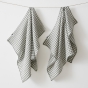 Lot de 2 essuie-mains 50 x 70 cm - Double gaze de coton - VICKIE - Vichy tissé teint - Romarin