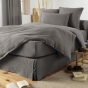 Cache-sommier 160 x 200 cm Double Gaze de Coton GAÏA Anthracite – Qualité Haut de Gamme
