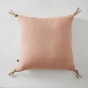 Coussin Déhoussable avec Pompons – Lin Lavé Français Luxe Soline – 45 x 45 cm Vieux rose