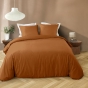 Housse de couette 240 x 220 cm microfibre unie lavée – LIAM Caramel – 2 taies incluses