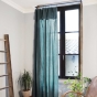 Rideau ajustable + 8 anneaux pince – Gaze de coton – 140 x 300 cm – Bleu canard – Gaïa