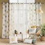 Rideau a oeillets 140 x 240 cm polycoton imprime metallise lotus Ocre