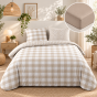 Parure de lit 240 x 220 cm 100% coton Victoire Naturel + drap housse 140 x 190 cm Sable