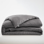 Pack Housse de couette 260 x 240 cm bambou de satin 120 fils Salomé + Drap housse 160 x 200 cm Anthracite