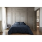 Pack Housse de couette 240 x 220 cm bambou de satin 120 fils Salomé + Drap housse 140 x 190 cm Bleu nuit