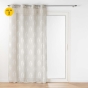 Lot de 2 voilages a oeillets 140 x 240 cm effet lin tissé imprimé Indila Beige