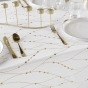 Nappe rectangle 140 x 240 cm microfibre imprimee metallisee firmament Blanc/or