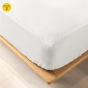Lot de 2 Drap housse percale de coton 78fils ultra doux 160 x 200 cm Blanc