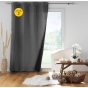 Lot de 2 rideaux à oeillets 140x 260 cm doublés polaire thermique Jupiter Anthracite