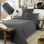 Pack Housse de couette en flanelle 140x200 cm + 1 taie 50x70 + drap housse 90x190 Candice Anthracite