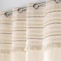 Lot de 2 Rideaux à Œillets Petite Hauteur 140 x 180 cm – 100 % Coton Uni + Top Tissé à Franges – Atlas Naturel