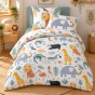 Parure de lit réversible SAVANE 140 x 200 cm + 1 taie – 100% coton – 57 fils