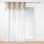 Voilage a oeillets 140 x 240 cm voile sablé +pompons Oricia