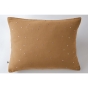 Taie d'oreiller gaze de coton brodée fil or 50 x 70 cm Gaia Chic Camel