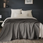 Plaid 130 x 160 cm – Coton Texturé Sixtine – Coloris Gris – 210 g/m²
