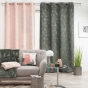 Rideau à Œillets 140 x 260 cm – Polyester Imprimé Métallisé – Artyline Kaki/Argent