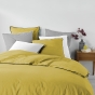 Drap housse 2 personnes 160 x 200 x 30 cm Linette coton lavé  57 fils Jaune
