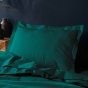 Taie d'oreiller 50 x 70 cm uni 57 fils lina  +point bourdon Emeraude