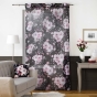 Voilage à Œillets 140 x 240 cm – Voile Sablé Imprimé – Velvet Flower Noir