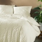 Housse de couette 240 x 220 cm microfibre unie tuftee heltie Ivoire