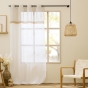 Voilage à œillets Louane 140 x 240 cm – Voile sablé avec bande en jute
