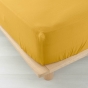 Drap-housse 2 personnes 140 x 190 cm – Gaze de Coton Uni 57 fils – Angelia Jaune