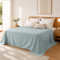 Drap Plat 240 x 300 cm Céladon Satin de Coton Peigné 120 Fils/cm² - Qualité Hôtelière Premium