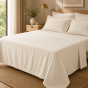 Drap Plat Percale 240 x 300 cm – Pur Coton Peigné Longues Fibres 80 Fils/cm² - Ivoire